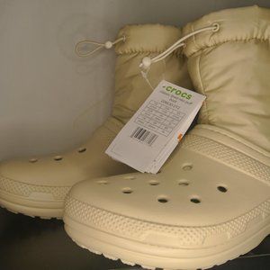 Crocs Classic Neo Puff Boots Women’s 9 Men's 7 Lined Tan / Khaki